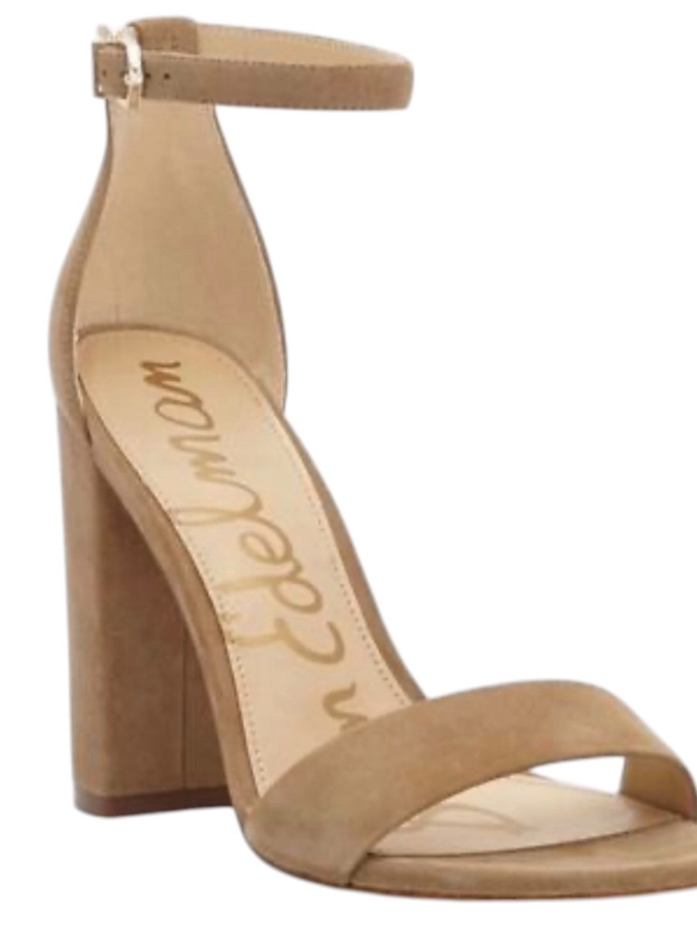Sam Edelman Yaro Block Heel Ankle Strap Open Toe Heels Tan Color Size 10 Wide